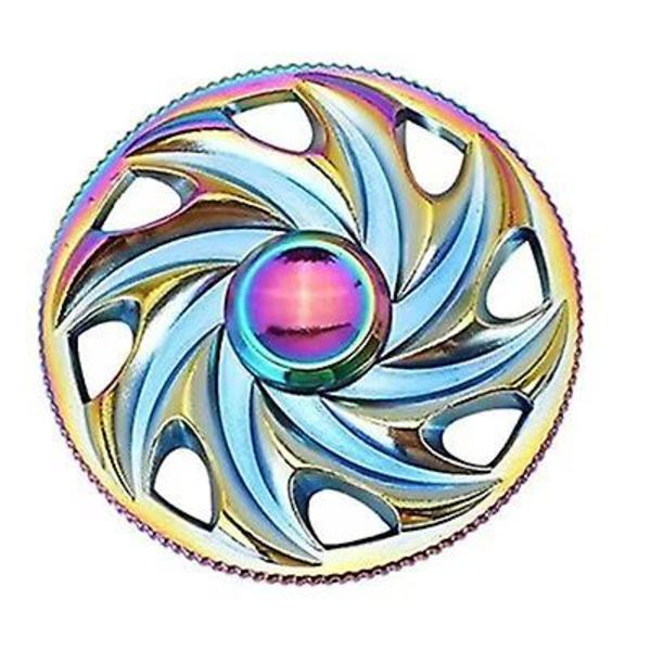1 st 3-5 minuters spinner hand leksak, flerfärgat ratt regnbåge elektroplätering legering stressreducerare höghastighets rostfritt stål lager finger
