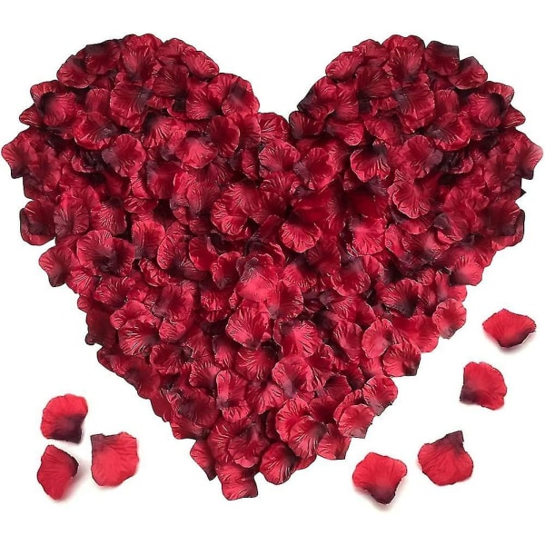 Keinotekoiset ruusun terälehdet, 1000 kpl Punaisia ​​ruusun terälehtiä Konfetti Keinosilkkiruusun terälehtiä