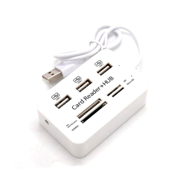 7-i-1 Bärbar Multifunktionell 3-Port USB-Hub 2.0 Splitter Combo Kortläsare Stöd TF SD M2 SDHC