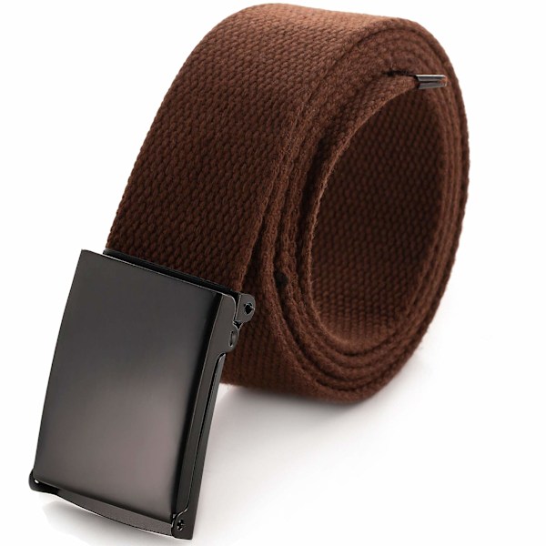 Klipp Till Passform Canvas Web Bälte Upp Till 52\" med Flip-Top Solid Militärspänne black