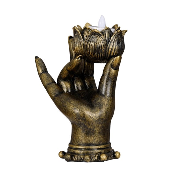 Buddha Yoga lysestake Mudra Hand Bordplate Telys Dekor Metall lysestake