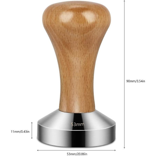 Trætamper, Rustfrit Stål Kaffetamper Rustfrit Stål Kaffemager Tamper Til Kaffemaskine 53mm (1 stk)