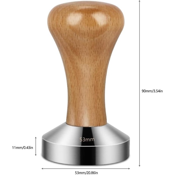 Tretamper, rustfritt stål kaffetamper Rustfritt stål kaffetamper for kaffemaskin 53mm (1 stk)