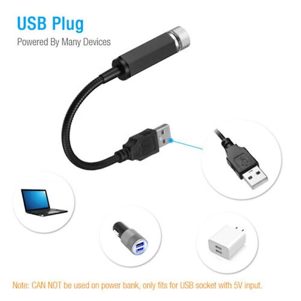 Auton kattoon tähtitaivasvalo, USB-tähtiprojektori yövalo auton sisustukseen, USB-romanttinen yleismaailmallinen tunnelmaprojektori koristelamppu (2 kpl, punainen)