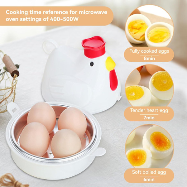 Mikrobølgeovn Egg Boiler for 4 Egg, Kyllingformet Mikrobølgeovn Egg Boiler Cooker Mikrobølgeovn Hardkogt Egg Maker 4 Egg Egg Boiler Steamer Kyllingform Eg