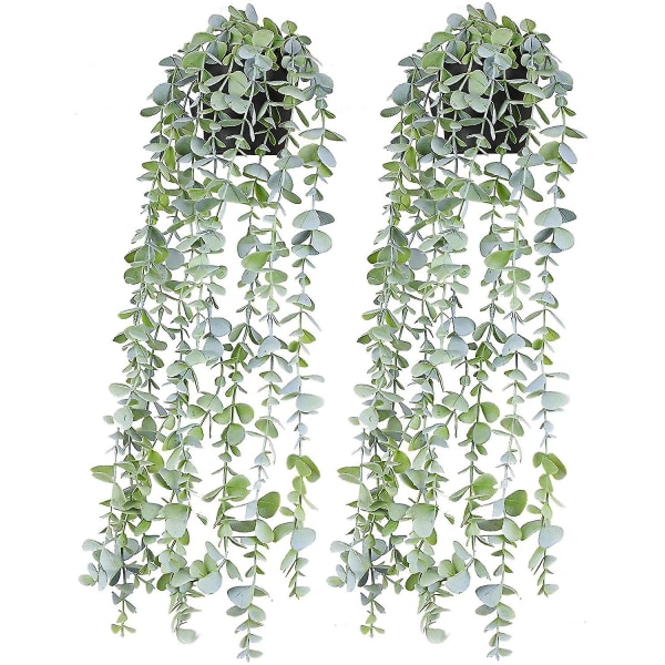 2 pakke kunstige potteplanter Falske vinranker hengende blader Romscener Hjem Kjøkken Hage Kontor Bryllup Vegg-pynt 22 tommer Lengde Grønn