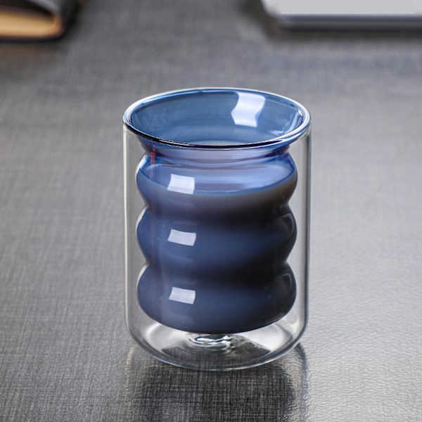 Kaffemugg Hem Dubbel Glas Tumlare Klar Blå Grön Nordisk Dessert Frukost Present Brun Dryckesvara Juice Te Kopp