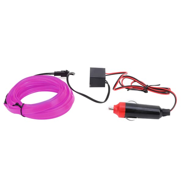 3 meter bilinteriørbelysning Auto LED-strip cigarettænder ledningsrør neonlys lilla