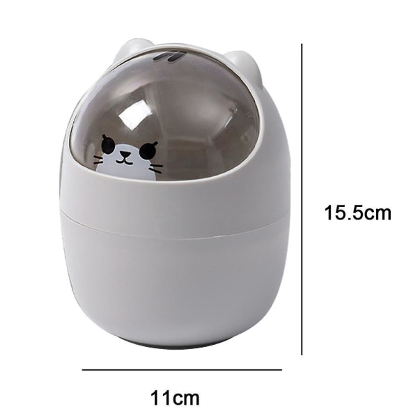 Cute Bear Trash Can, Cartoon Trash Can For Desktopwhite  Gray