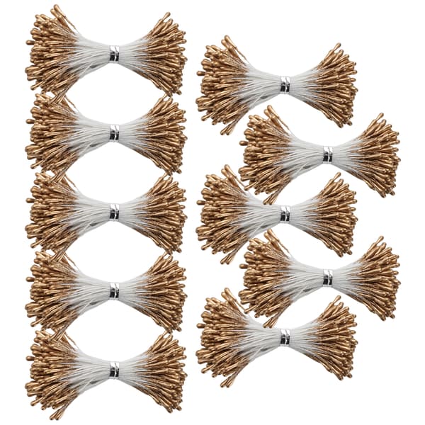 Perlestilk Gylden Gips Simulation Dobbeltendet Kunstig Buket Fremstilling Tilbehør (1mm (#3) 1440)