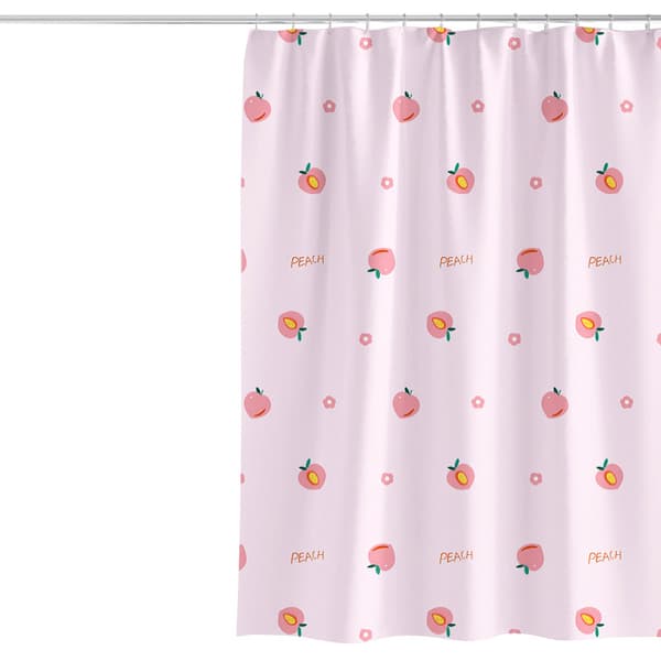 Tecknad duschdraperi Rosa Persika Badrumsgardiner Flicka Flickor Söt Pe