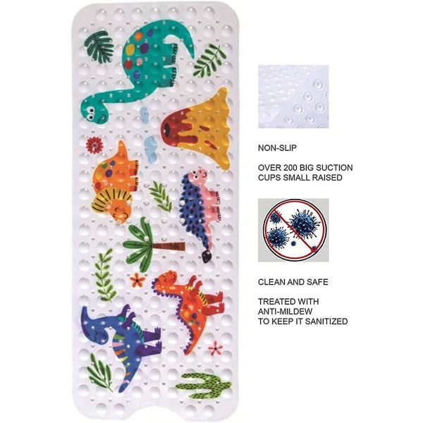 Non-slip Bath Mat, Children's Bath Mat, Children's Non-slip Shower Mat, Extra Long, Dinosaur