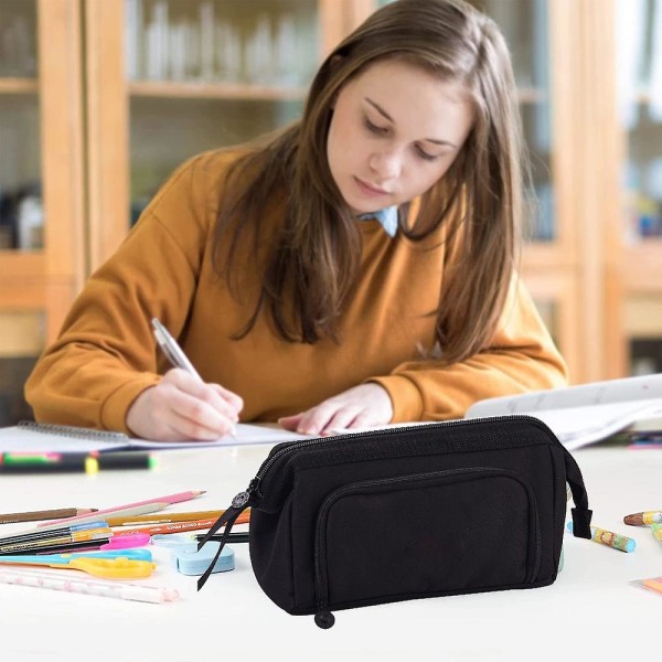 Blyantpose med stor kapasitet, blyantpose for flere bruksområder, stor oppbevaringsboks for skrivesaker, pennemerkepose for voksne