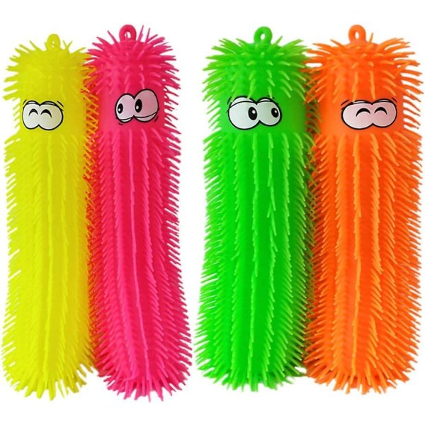 4 stk Puffer Worms Luminous Caterpillars Legetøj Light Up Puffer Balls Luftfyldt sanselegetøj