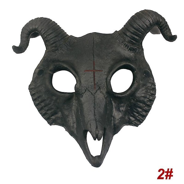 Halloween Goat Skull Mask Half Face Maskerad Cosplay Party rekvisita Djurmask Svart