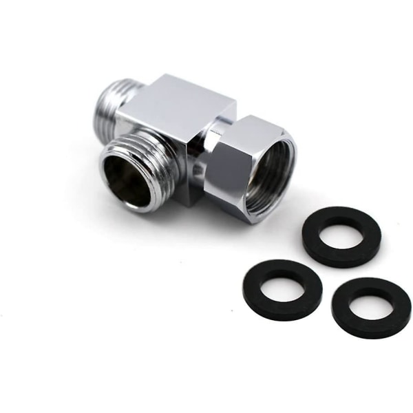 Messing brusearm 3-vejs diverter T til slange standardforbindelse - G1/2\" håndbrusesystem reservedel bruserflowkontrol splitter T-samlingsadapter