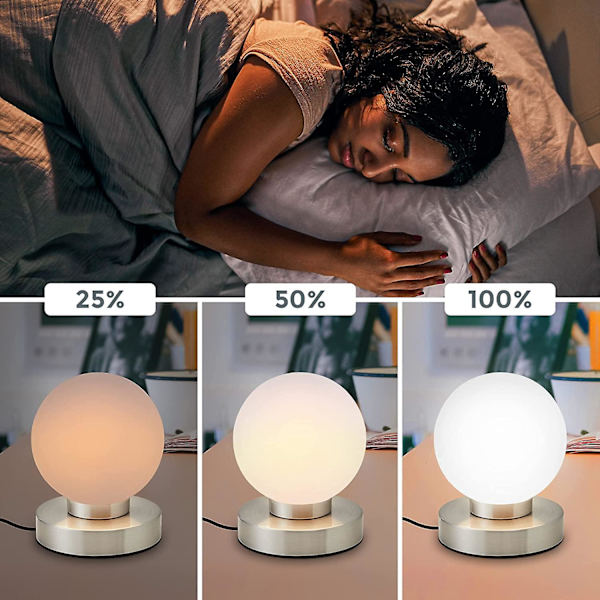 3-trins berøringsfølsom sengelampe, bordlampe med berøringsfunktion, læselampe, soveværelsesbelysning, babybørneværelse, 3 lysstyrkeniveauer