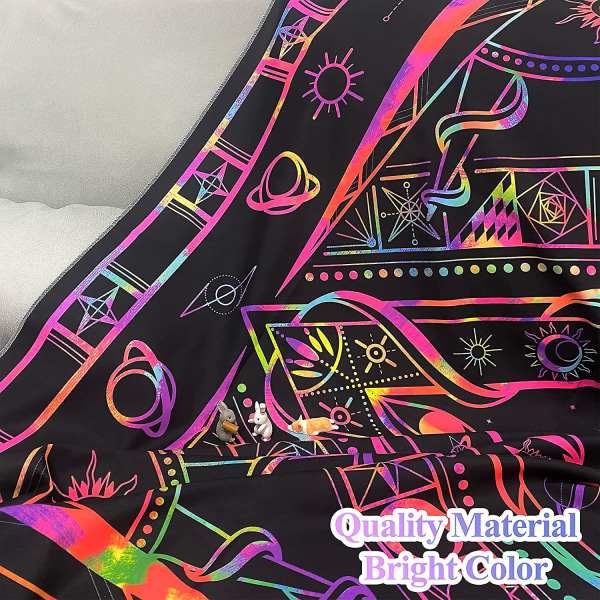 UV-responsiivinen musta vaalea juliste värillinen tausta hehkuva tumma hippi boheemi kuvakudos, 80" x 60"