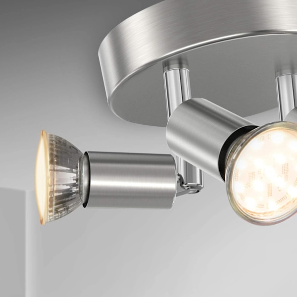LED Loftlampe Rotérbar, 4-Vejs Rund Plade LED Loft Spotlys, ø180mm (Inkl. 4x4W GU10 LED Pærer, 400LM, Varmt Hvidt) LED Ce Brushed Nickel 4 Way