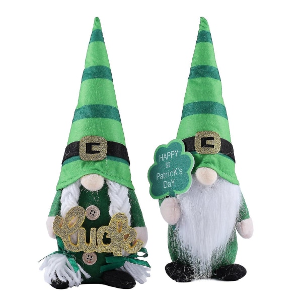 2 stykker St.Patrick's Day Gnome Decoration, Svensk Skandinavisk Tomte Figur Elf Ornament kompatibel med Ho
