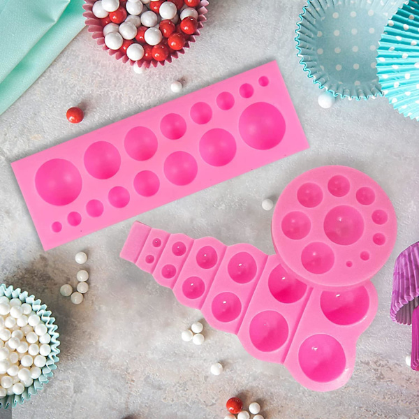 Diy 3d perle fondantform kugle perle halv kugle chokolade silikoneforme kage dekoration sukker slikkepind form (3stk)