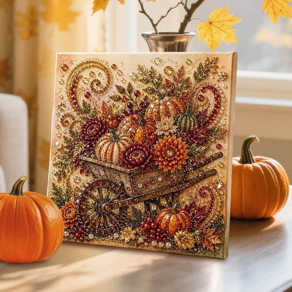 Efterårstema perlemaleri sæt, DIY diamantbroderi sæt, vægdekoration Pumpkin