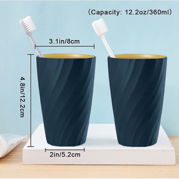 2 Pack Unbreakable Soft And Durable Bathroom Toothbrush Tumblers (light Blue)