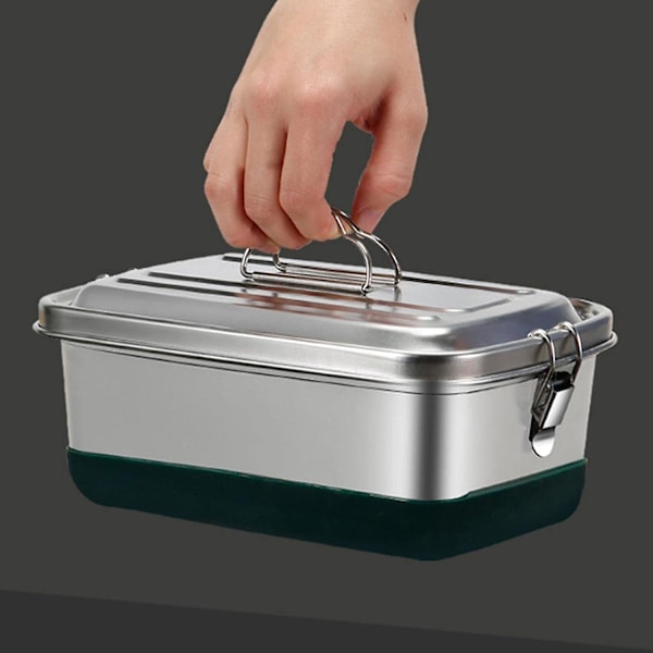 Rustfrit Stål Bento Beholder Med Lås Klips Design, Metalbeholdere, 1200ml 2-lags 2