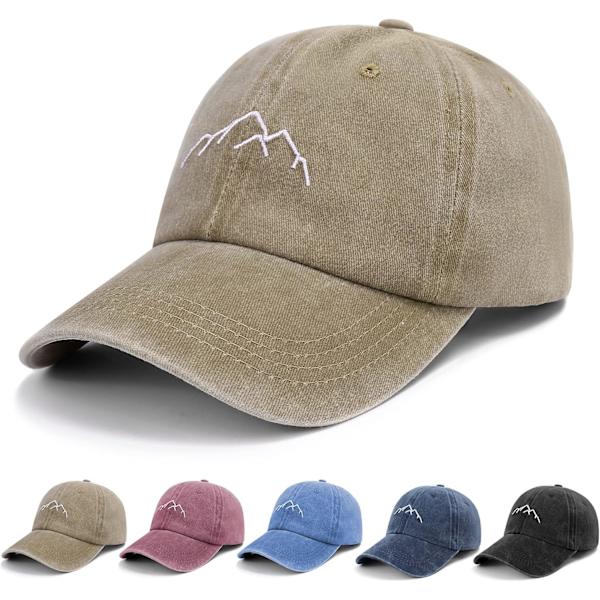 Baseball keps för män - Vintage tvättad pappa keps topp keps justerbar bomull unisex Khaki One Size