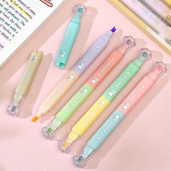8 stk. highlighterpen med dobbelt spids, hurtigtørrende bred mejselspids til farvekodning, scrapbooking, kalender, journal, notesbog