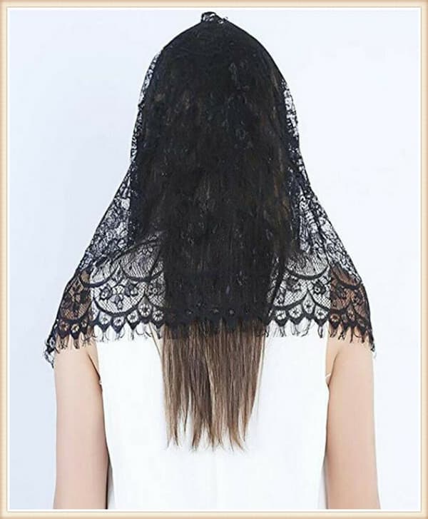 Kapellslør Blomster Latinmesse Hodeplagg Blondesjal Mantilla Slør til kirken (C)