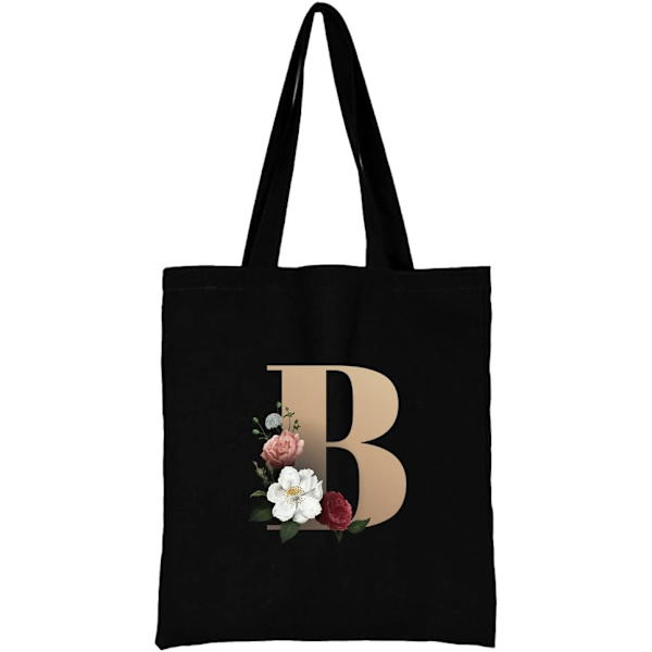 26 bogstaver trykt lærred genanvendelige indkøbsposer, sammenklappelig casual rejse håndtaske, skulder strand tote tasker, shopper taske miljøvenlig super stærk washa Gold B