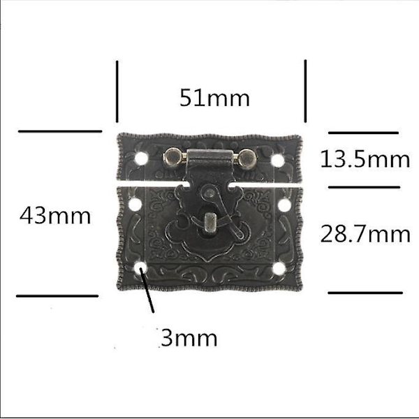 Kvadratisk Spets Antik Retro Låda Tillbehör Zink Legering Retro Låda Spänne Presentask Spänne Vinförvaringslåda Spänne Gjutna Lås 3-pack