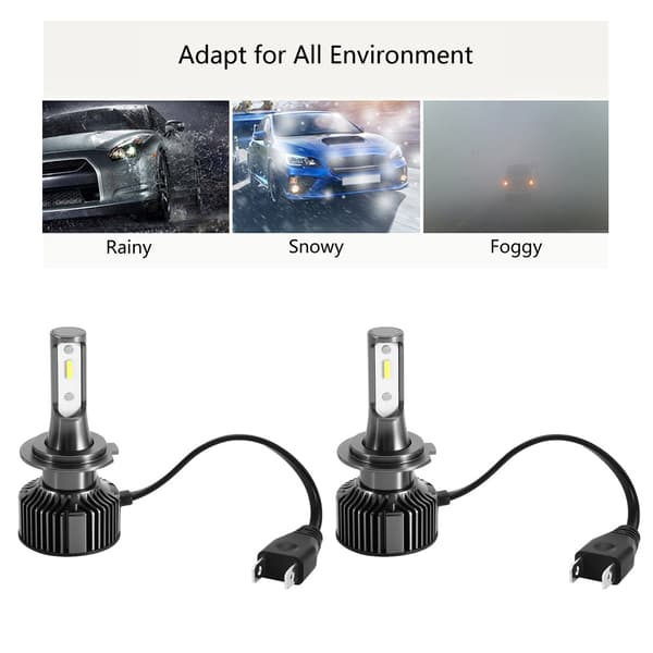 2 stk 28W 6500K Supersterk LED Bilfrontlyktsett Frontlyspærer E10-H7
