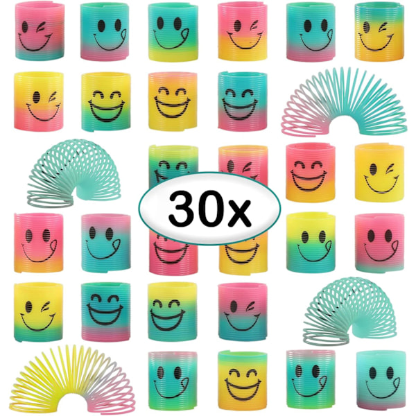 30 Fjedrende Festtasker Fyld Rainbow Fidget Mini Smile Legetøj til Pinata Fest Favør til Børn Drenge Piger Random Color