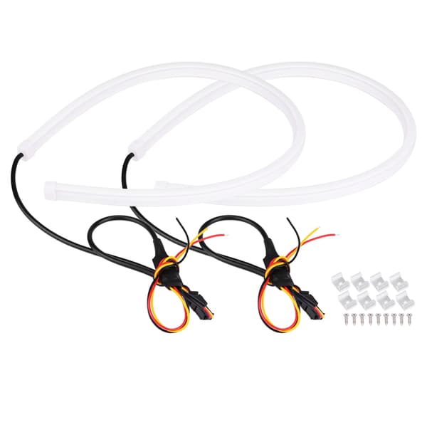 2*45cm Bil 12V Fleksibel Blød Slange Guide LED Strip DRL Lys Blinklys Blå&Gul