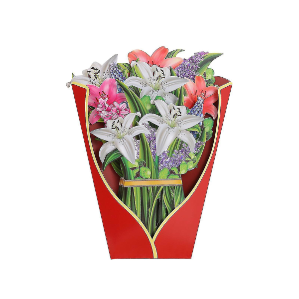 3D kolmiulotteinen äitienpäiväkortti paperille veistetty kukka joululahja 3d popup onnittelukortit kukkakimppu, tyyli 2