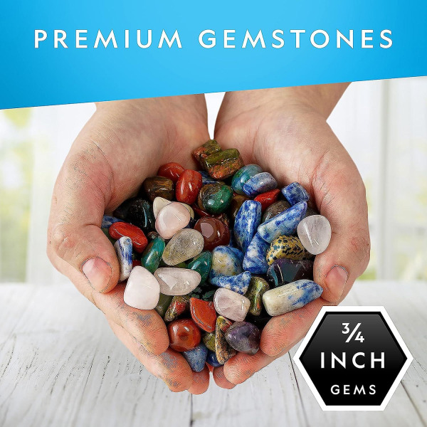 National Geographic Premium polerede sten - 907 G af 1,9 cm tumlede krystaller og ædelstene, dekorative sten, sten- og mineralsæt, ædelstene