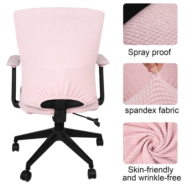 Set med 4 kontorsstolsöverdrag, med elastiska armstöd och sittöverdrag, ljusrosa. pink