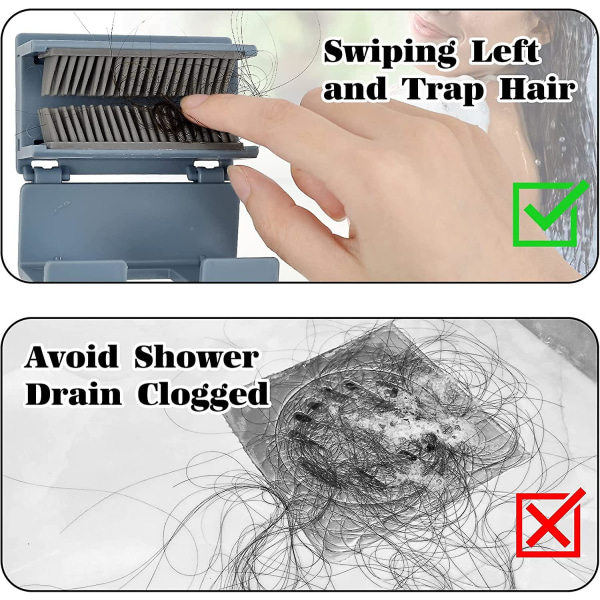 Hair Catcher dusjvegg, hårfelle for dusjavløp, håroppsamler avløpsbeskytter for baderomsdusj, enkel å installere og rengjøre (1 stk, blå)