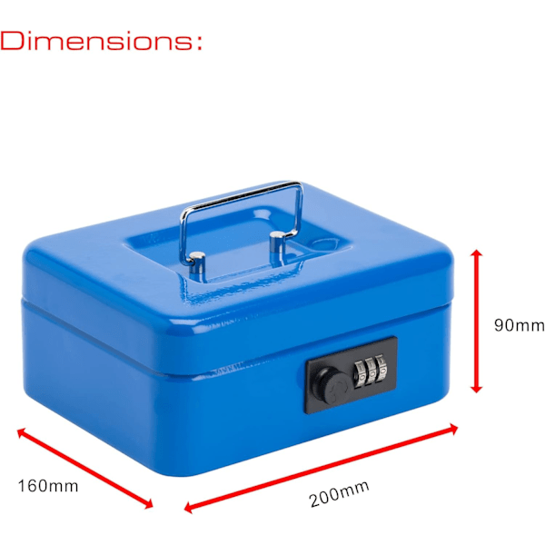 2CBL 8\" Kombinasjonslås kontantboks, blå Blue