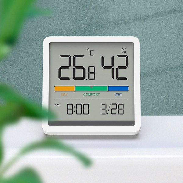 Hygrometer Indendørs Termometer, Desktop Digital Termometer Med Temperatur Og Fugtighedsovervågning, Nøjagtig Fugtighedsmåler Rumtermometer Med Ur(