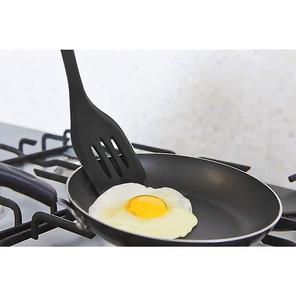 BPA-fri silikone køkkenredskabssæt - ske, øse og spartel - tåler opvaskemaskine - non-stick - varmebestandig (5 stk. sort)