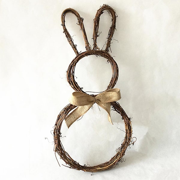 DIY Rattan Kanin Krans Garland Dør Vindue Væghængende Påske Ornament