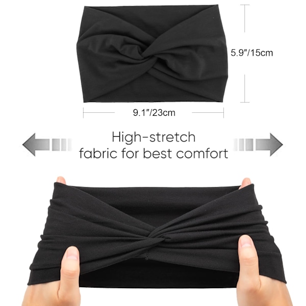 6-pak Brede Hårbøjler til Kvinder Ekstra Stor Turban Hårbøjle Boho Hår Wrap Elastiske Hårbånd Hår Snoet Knude Hårtilbehør
