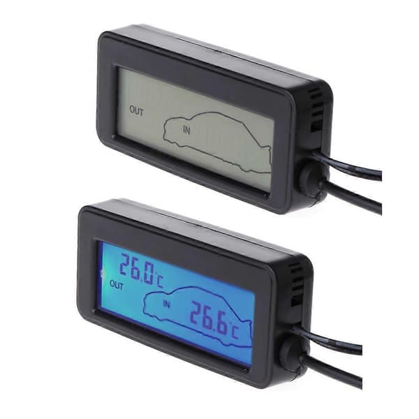 Firkantet Termometer Mini Digital Bil LCD Display Indendørs Udendørs Termometer 12V Køretøjer 1,5m Kabelsensor til Bil Auto