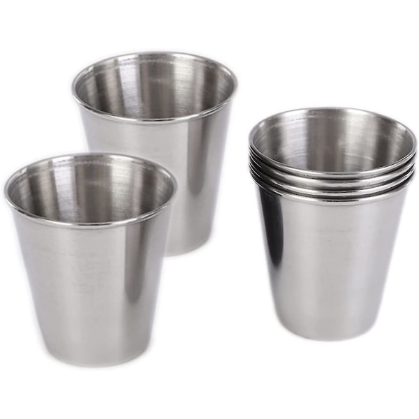 6 stk 2,4 oz (70 ml) rustfritt stål shotglass for å drikke øl (2,3 oz) (yu-b)