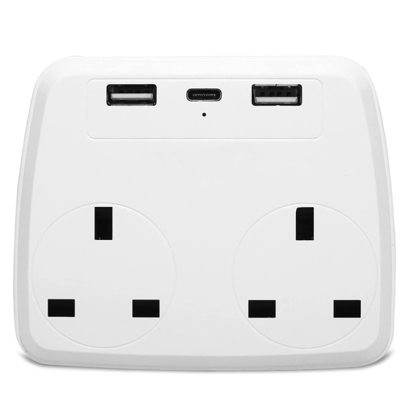 Kaksoispistokeadapteri - Pistokeadapteri 3 USB-portilla UK 13A