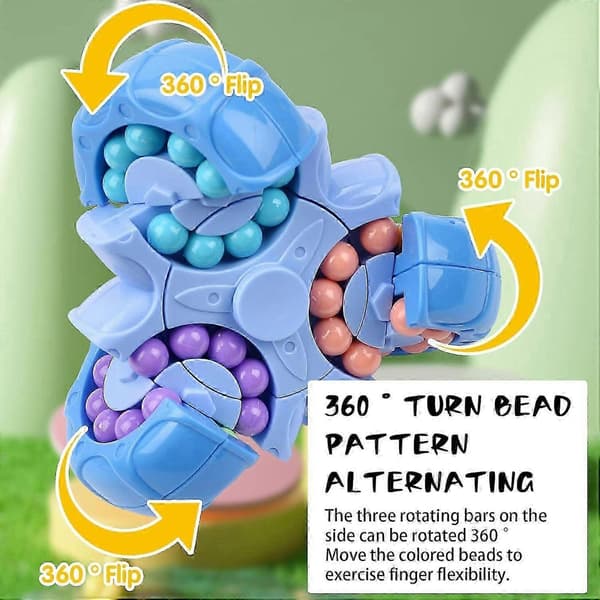 Fidget Spinner Cube, Roterende Leketøy, Håndholdt, Stresslindring (3 Hoder: Blå)
