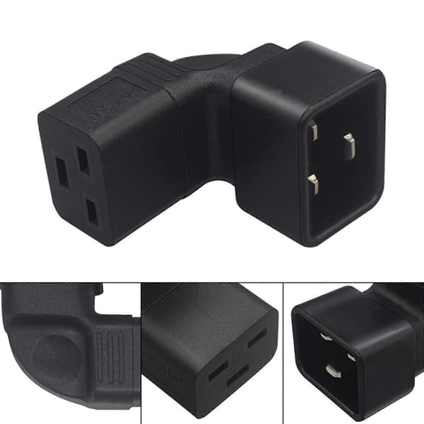 IEC 320 C20 til C19 Strømadapter Konverteringsadapter, Han C20 til C19 Strømforsyningskonverter 100-250V 10A Sort